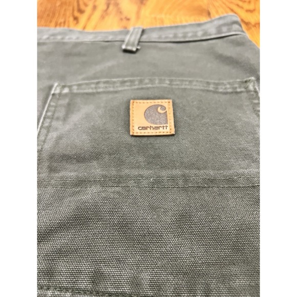 Carhartt B111 Mens Moss Green Flannel Lined Loose Fit Carpenter Pants Size 40x29 - Picture 11 of 12